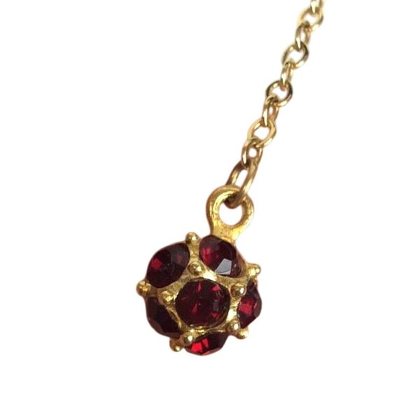 Vintage Gold Dangle Earrings With Red Faceted Stones & Screw Back Closure - Picture 2 of 6